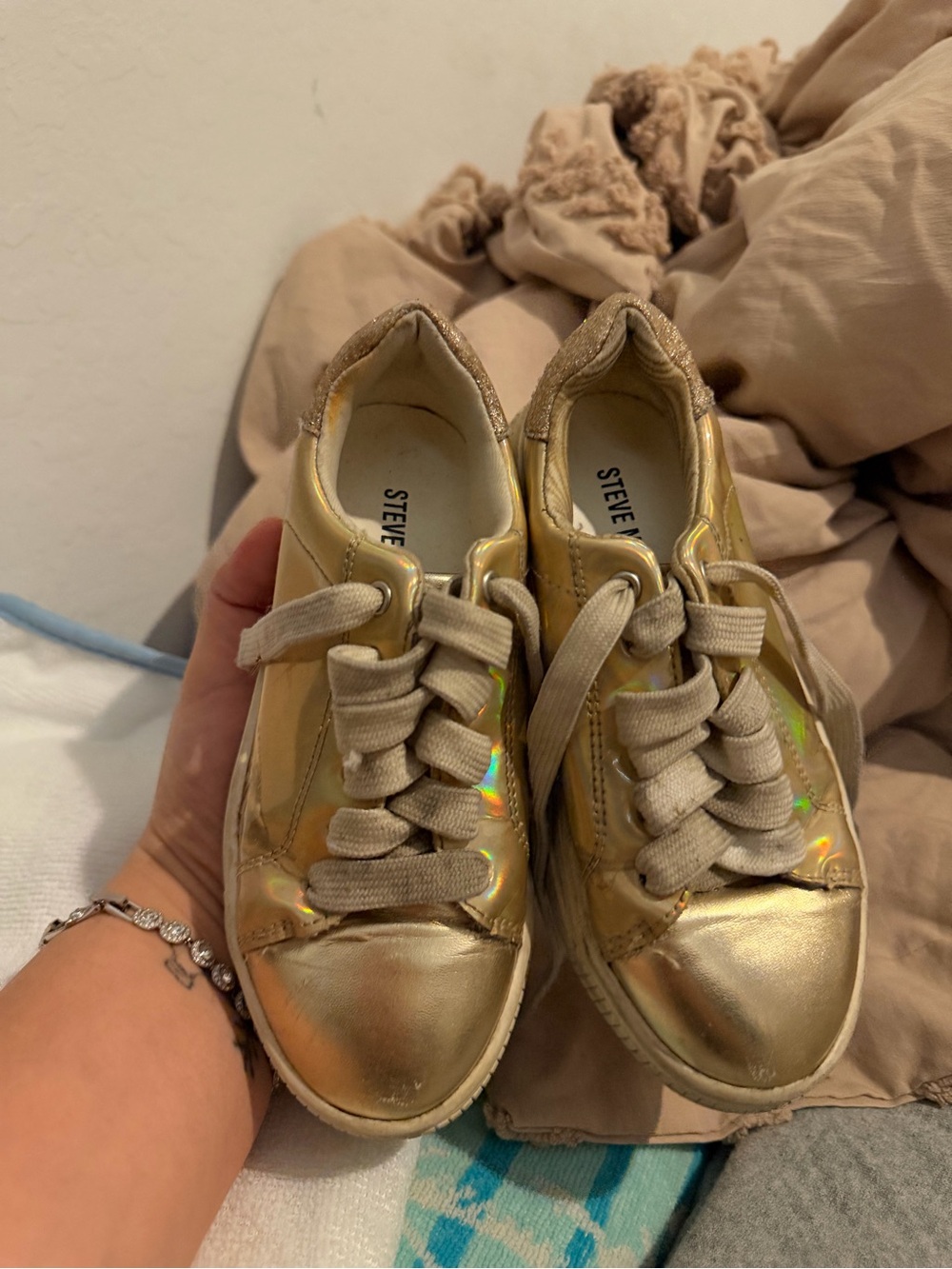 Elle Kids Metallic Gold Holographic Sneakers